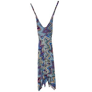 Multi Color Asymmetrical Spaghetti Strap Dress Sz S/M